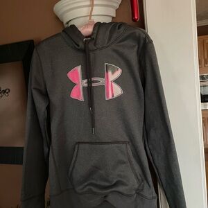 Under Armour Gray Hoodie with Pink Logo